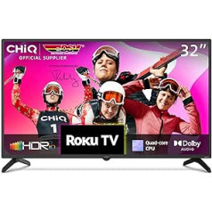 CHIQ L32G5NV 32 collu Roku televizors, Smart TV, HDR10, DVB-T2/T/C/S/S2, Multi-Entertainment, Dolby Audio, Mobile Control, Voice Assistant, BBC, Disney+, WiFi, HDMI/USB/CI+, melns 2023. gada rāmis