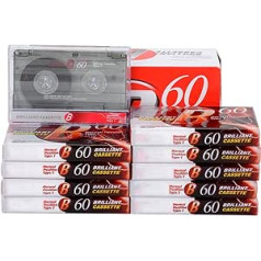 Audio Cassette Empty Cassette Tapes: Recorder CD & DVD Player Cassette 60 Minutes Time Low-Noise Surface Walkman Cassette Pre-Voltage Micro Voice Cassette with Music Radio Pack of 10 Brick (10 Brick)