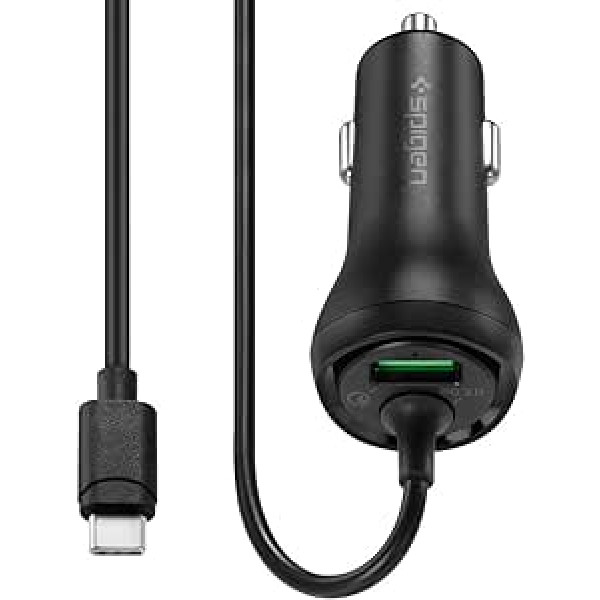 Spigen SteadiBoost 2 Port 36W PD QC automobilinis įkroviklis USB C maitinimo tiekimo cigarečių žiebtuvėlis, suderinamas su iPhone 12 Mini SE 2020 11 X XR XS Max Galaxy S21 S20 S10 Plus Note 20 10 Plus ir daugiau