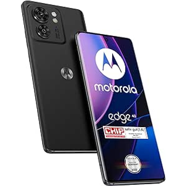 Motorola Moto Edge40 (6,55 collu FHD+ displejs, 50 MP kamera, 8/256 GB, 4400 mAh, Android 13) Eclipse Black ar aizsargvāciņu un automašīnas adapteri [ekskluzīvi Amazon]