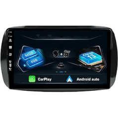 Iebūvēta DSP/Carplay/Android Car 9 collu IPS 2 Din Android automašīnas radio priekš Mercedes Benz Smart 453 Fortwo 2014-2020 Bezmaksas kamera un mikrofons atbalsta stūres vadību WiFi DAB BT GPS 4G + 64G