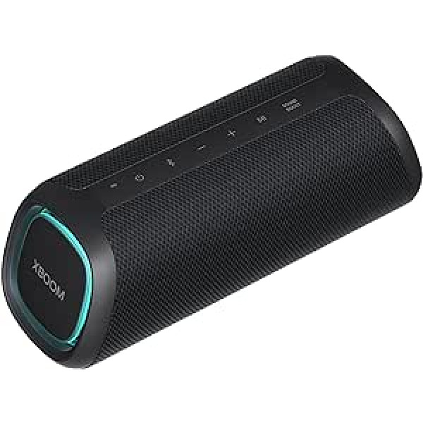 LG XBOOM Go XG7QBK bezvadu skaļrunis, Bluetooth, 40 W, skaņas pastiprināšana, ūdensizturīgs IP67, 24 stundas, mainīga LED gaismas krāsa, plaša savienojamība, antracīts