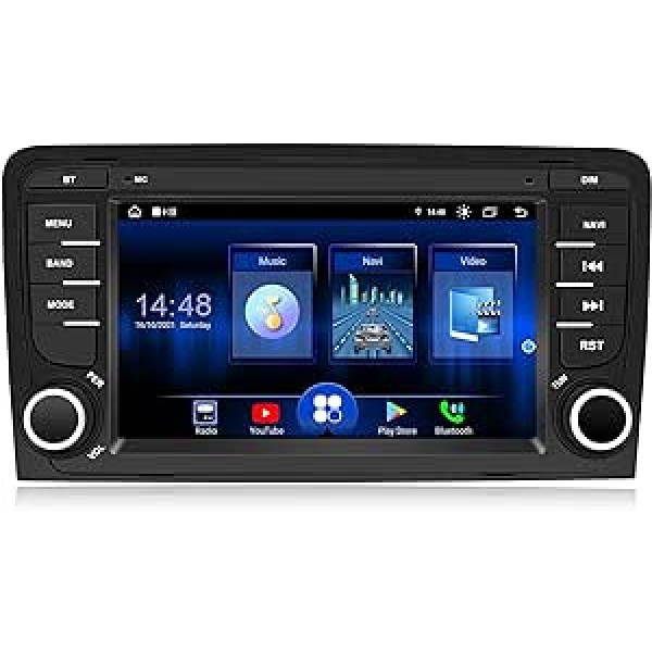 Ponskoy Car Radio Android radio priekš Audi A3 2 8P 2003-2013, 7 collu auto radio CarPlay Android Car Android stereo stereo ar GPS atpakaļgaitas kameru Bluetooth WLAN SWC BT DSP FM AM radio, 2+32GB