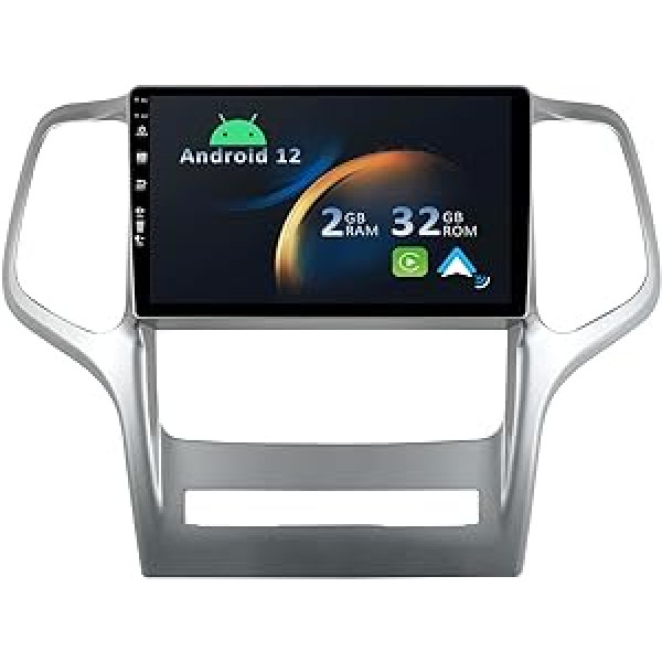 YUNTX Android 12 automašīnas radio ierīcei Jeep Grand Cherokee WK2 (2008-2013) [Integrēts CarPlay/Android Car/GPS]-9 collu IPS 2.5D skārienekrāns, bezmaksas kamera DAB/Stūres vadība/MirrorLink/Bluetooth 5.0/WiFi