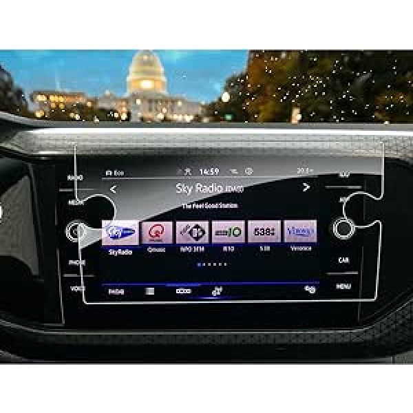 SHAOHAO automobiļu navigācijas ekrāna aizsargs VW TCross 2018 2019 2020 2021 8 collu GPS caurspīdīga aizsargplēve, skrāpējumiem izturīga 9H Pret pirkstu nospiedumu rūdīta stikla ekrāna aizsargs, rūdīts