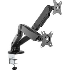 HALTERUNGSPROFI Dual Dual Desk Mount ar gāzes pacēlāju LED LCD monitoriem līdz 32 collām VESA 75 x 75 100 x 100 OFFICE-GS224 (2 monitori)