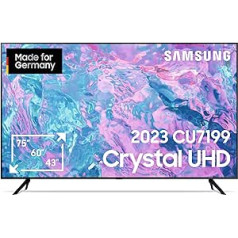 Samsung Crystal UHD 4K CU7199 televizors 75 collas, PurColor, kristāla procesors 4K, viedais televizors, GU75CU7199UXZG, vācu modelis [2023]