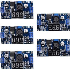 Buck Converter, Adjustable Step-Down Power Module Voltage Regulator DC-DC Voltage Stabiliser Power Supply with LED Digital Display (Pack of 5)