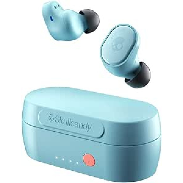 Skullcandy Sesh Evo ieliekamās Bluetooth austiņas ar mikrofonu, True Wireless, sviedru, ūdens un putekļu izturīgas (IP55), kopējais akumulatora darbības laiks līdz 24 stundām - gaiši zils