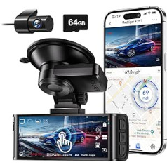 REDTIGER 4K Dash Cam automašīnas priekšējais aizmugures skārienekrāns 3,18 collu bezmaksas 64 GB Map Dash Cam automašīnā integrēts WiFi GPS, UHD 2160P nakts redzamība, WDR, stāvvietas monitors (F7N Touch)