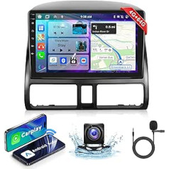 podofo 8 kodolu Android automašīnas radio priekš Honda/CRV 2002-2006 ar Apple Carplay un Android Car, 9 collu skārienjutīgs displejs automašīnas stereo ar GPS navigāciju Bluetooth SIM iespējots WiFi FM/RDS + AHD atpakaļskata kamera