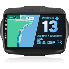 BXLIYER Android 12 IPS automašīnas radio, kas piemērots Jeep Renegade (2015-2018) - Iebūvēta CarPlay Android automašīna - Bezmaksas atpakaļgaitas kamera - 2G + 32G - 9 collu 2 DIN - DSP DAB stūres vadība WiFi Fast Boot