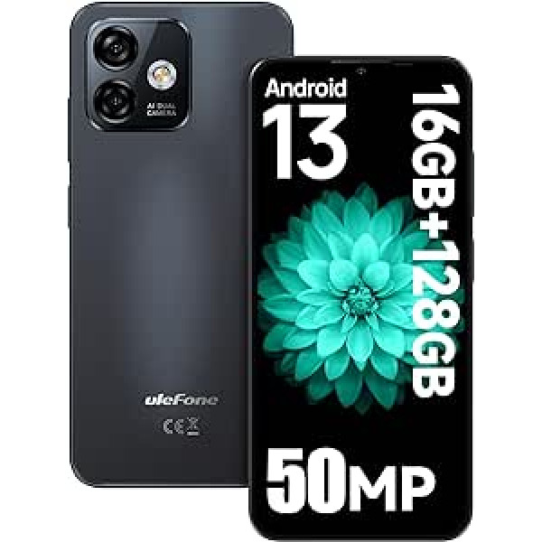 Ulefone Note 16 Pro mobilais tālrunis 16GB + 128GB/256GB paplašināma 50MP kamera astoņkodolu Android 13 viedtālrunis bez līguma 6,52 collu HD+ displejs 4400mAh 4G Dual SIM Mobile pirkstu nospiedumu sejas ID GPS OTG