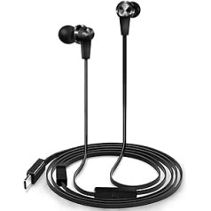 TRILINK USB Type C austiņas, augstas izšķirtspējas in-ear austiņas ar mikrofonu iPhone 15 Pro Max, jauns iPad Pro/MacBook Pro/Air, Samsung Galaxy, Xiaomi 10/mi 8, Huawei P40/P30/Pro, OnePlus 8/7 , Google