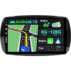 BXLIYER - [Iebūvēts 4G DAB] - 6G + 128G - Android 13 automašīnas radio ierīcei Benz Smart 453 Fortwo (2014-2020) - Bezvadu Carplay/Android Car - Kamera + mikrofons - IPS 9 collas 2 DIN - Stūres ātra vadība Boot