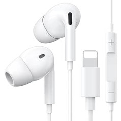 Ausīs ievietojamas austiņas iPhone tālrunim [Apple MFi Certified] Ievietojamas austiņas ar Lightning savienotāju, Hi-Fi stereo, trokšņus slāpējošām austiņām (mikrofons + skaļuma kontrole) ir saderīgas ar iPhone