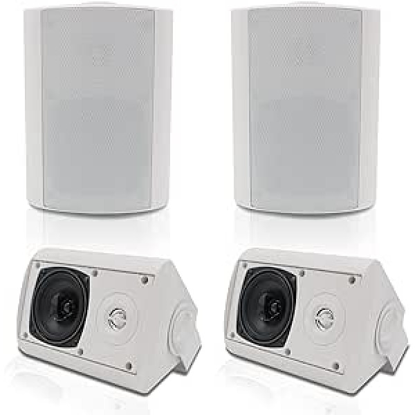 Herdio 4 Inch 400 Watt Outdoor Speakers Outdoor Speaker for Outdoor Indoor Wall Mount Patio Deck Camper Garden Patio Restaurant (2 Pairs/White)