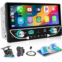 Hikity Car Radio 2 DIN ar CarPlay Android Car 6,86 collu skārienekrāna radio ar Bluetooth brīvroku komplektu Atbalsts FM/EQ/DVR 2 USB porti + atpakaļgaitas kamera