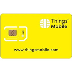 SIM kortelė BE PAGRINDINIŲ IŠLAIDŲ be fiksuotų išlaidų – „Things Mobile“ – su pasauline aprėptimi ir kelių tiekėjų tinklu GSM/2G/3G/4G. Jokių fiksuotų išlaidų ir galiojimo datos. 10 € įskaičiuotas kreditas