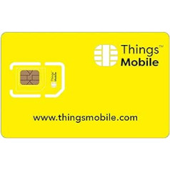 SIM karte BEZ FIXIZMAKSĀM bez fiksētām izmaksām - Things Mobile - ar pārklājumu visā pasaulē un vairāku pakalpojumu sniedzēju tīklu GSM/2G/3G/4G. Bez fiksētām izmaksām un bez derīguma termiņa. 10 € iekļauts kredīts