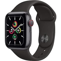 Apple Watch SE (GPS + Cellular, 40 MM) — Aluminiumgehäuse Space Grau mit Sportarmband Schwarz (Generalüberholt)