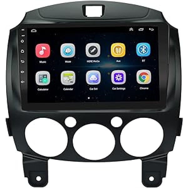 EZoneTronics Carplay Android Car Radio stereo priekš Mazda 2 2008-2014 ar 9 collu skārienekrānu augstas izšķirtspējas GPS navigācijas Bluetooth WiFi USB spoguļa saites stūres vadības atskaņotājs