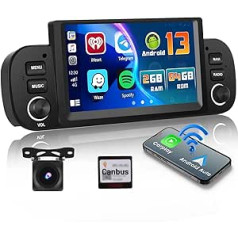 Hikity 2+64GB Android 13 Car Radio for 2013-2020 Fiat Panda Radio Wireless Apple Carplay Android Car Navigation Bluetooth HiFi WiFi FM RDS USB SWC Mic Atpakaļgaitas kamera