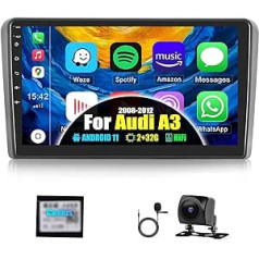 2G + 32G CAMECHO Android 11 automašīnas radio priekš Audi A3 S3 RS3 8P 8V 2008-2012 ar Carplay bezvadu Android automašīnu, 9 collu ekrāna dubultā DIN automašīnas radio ar navigācijas sistēmu HiFi RDS Bluetooth + atpakaļgaitas kameru