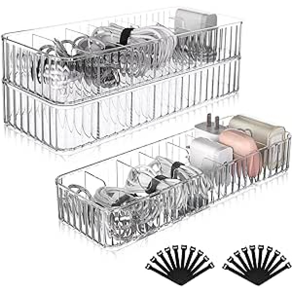 3 Pack Kabelaufbewahrungsboxen Organizer Kabel ordentlich Management Box mit 20 Kabelbindern Wiederverwendbare Ladegerät Draht Kunststoff Aufbewahrungsbox für Haushalt Kabel Ladegerät Elektronisches