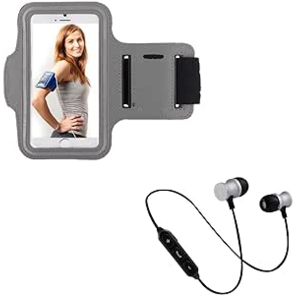 Running T5 Sports Kit iPhone 11 Pro viedtālrunim Bluetooth austiņas + aproces (sudraba)