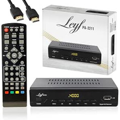 LEYF PA-2211 Cable Receiver DVB-C Digital Cable TV Full HD TV (DVB-C / C2, HDTV, DVB-T/T2, HD, SCART, USB) + HD Cable, Cable TV Suitable for All Cable Providers