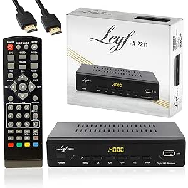 LEYF PA-2211 Cable Receiver DVB-C Digital Cable TV Full HD TV (DVB-C / C2, HDTV, DVB-T/T2, HD, SCART, USB) + HD Cable, Cable TV Suitable for All Cable Providers