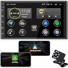 ANKEWAY jauns 7 collu [2G + 32G] Android Car Radio 2 DIN ar CarPlay + Android Car + WiFi + Bluetooth + RDS/FM + GPS NAV + rezerves kamera + Doppia USB + mikrofons, 1080P HD skārienekrāna interneta multivides sistēma