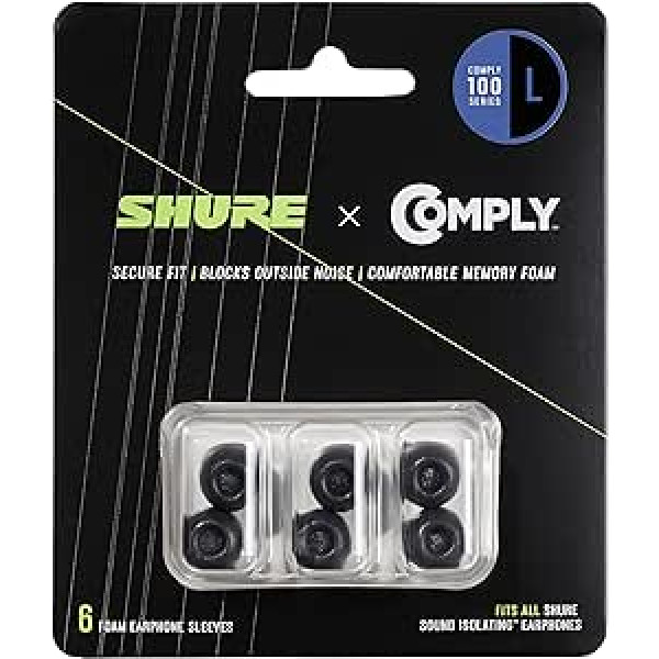 Shure EACYF1-6L Comply 100 Serie schwarzer Schaum, Groß, 6 Pack