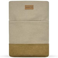 Kuratist eReader Case for 6.8-7 Inch Devices - Handmade from 100% Cotton with Paper Edges in Leather Look (100% Vegan) - Plain Ecru Design