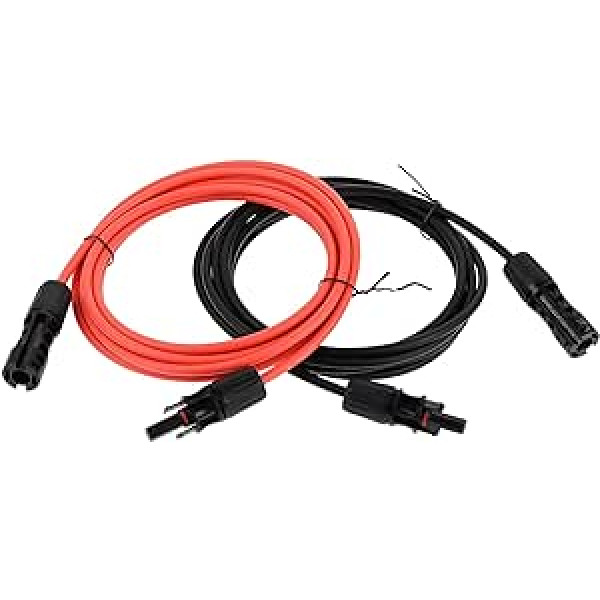 SURIEEN Solarmodul-Verlängerungskabel, 12 AWG, 3 m, 4 mm², wasserdichtes Solarmodul-Set, 1500 V, mit Buchse und Stecker, 3 m, Rot un 3 m Schwarz