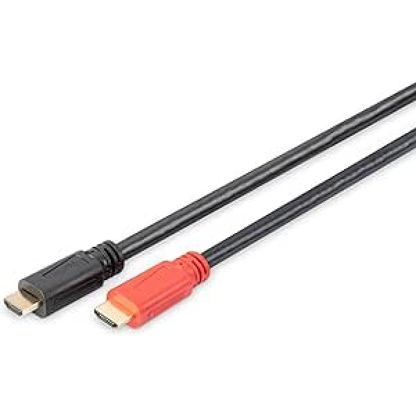 DIGITUS HDMI High Speed Anschlusskabel, tips A, m/ amp. St/St, 20,0 m, Ultra HD 4K 24p, CE — Vergoldete Kontakte — Schwarz