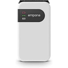 „Emporia SIMPLICITYglam.4G“ mobilusis telefonas 4G senjorams, didelis garsumas, 2,8 colio spalvotas ekranas, 3 greitieji mygtukai, dideli mygtukai, įkrovimo stotis, balta (Italija)
