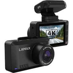 LAMAX T10 Dash Cam 4K, GPS, 60 kadri sekundē, radara detektors automašīnai (50 valstīs), WiFi + mobilā lietotne, 2,45 collu displejs, automašīnas kamera ar 170 ° platleņķa objektīvu, parkošanās uzraudzība, G sensors, magnētisks stiprinā