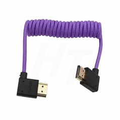 „HangTon“ HDMI–HDMI 4K 8K 60p kabelis, suvyniotas stačiu kampu, suvyniotas, skirtas „Panasonic Sony Canon Nikon ZCAM“ fotoaparatui „Atomos Ninja V SmallHD Blackmagic Monitor Purple“