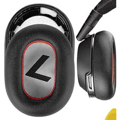 GEEKRIA QuickFit Protein Leather rezerves ausu spilventiņi Plantronics BackBeat PRO 2, BackBeat PRO 2 īpašais izdevums, Voyager 8200 UC austiņas, ausu spilventiņi, austiņu ausu spilventiņi, ausu uzlikas (melni/sarkani)