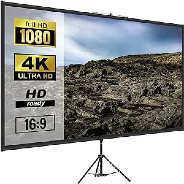 VEVOR 16:9 projektora ekrāna statīvs 4K HD rullīšu ekrāns 160 grādu skata leņķis projekcijas ekrāns 244 x 137 cm prezentācijas ekrāns 279,4 cm diagonālais statīva ekrāns mājas kinozāles sanāksmju telpas kāzām