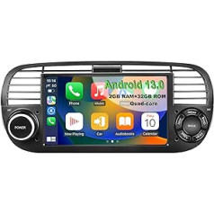 NVGOTEV Android 13 automašīnas radio, kas paredzēts Fiat 500 2007-2015 ar 7 collu IPS skārienekrānu WiFi Bluetooth RDS FM DAB+ SWC GPS navigācijas atbalsts bezvadu Carplay Android Car (četrkodolu, 2GB RAM + 32GB ROM melns)