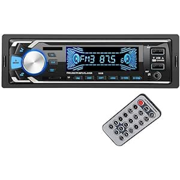 Hakeeta Bluetooth automašīnas radio ar mikrofonu un tālvadības pulti atbalsta FM radio / MP3 atskaņotāju / brīvroku zvanus / 2 USB portus / TF karti / AUX audio ieeju utt.