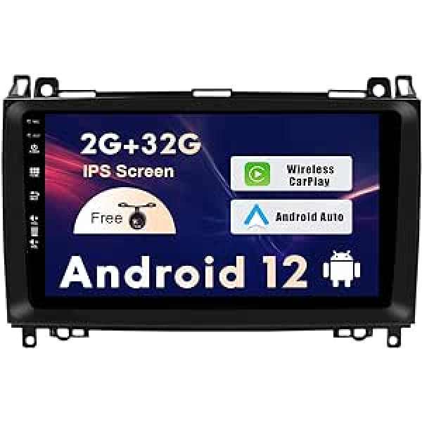 SXAUTO Android 12 automašīnas radio piemērots Mercedes Benz Viano/Sprinter/W906 - atpakaļgaitas kamera Cnabus Free - [2G + 32G] - 2 DIN 9 collas - atbalsta DAB stūres vadību 4G WiFi BT Carplay Android