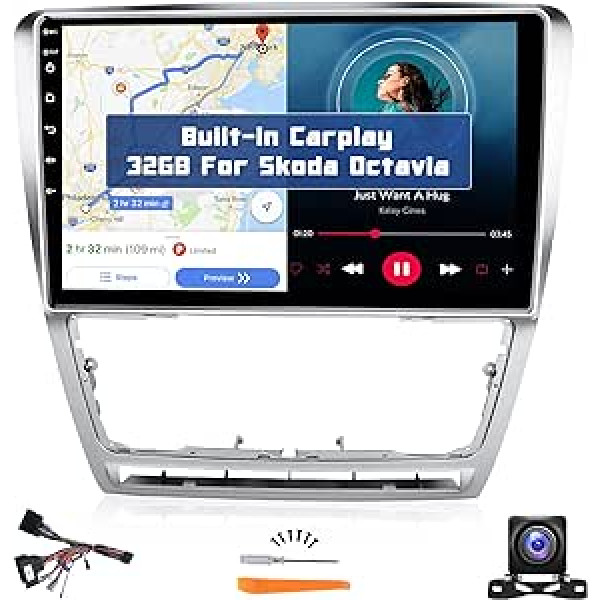 10,1 collas skārienekrāna Android automašīnas radio ar satelīta navigācijas ierīci VW Skoda Octavia 2007-2013, 2+32GB, bezvadu Carplay Android Car, Hikity automašīnas radio ar Hi-Fi USB RDS SWC WiFi Canbus atpakaļgaitas kameru