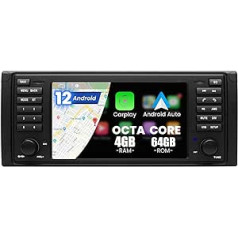 Kymmtun Android 12 automašīnas radio priekš BMW X5 E53 E39 7 collu skārienekrāns (4 GB+64 GB) — bezvadu Carplay — GPS/4G uz Wi-Fi/USB/FM/AM/DSP/SD/Bluetooth brīvroku režīms — stūres vadība