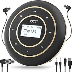 CCHKFEI Rechargeable Portable Bluetooth & FM CD Player for Home, Travel and Car with Stereo Headphones and Anti-Vibration Protection