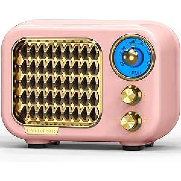 Tendak FM Retro radio ar Bluetooth 5.1, Nostalgia Radio Small ar 1000 mAh uzlādējamu akumulatoru, mazs radio Mini Radio Retro, tranzistoru radio atbalsta USB/Aux/TF/funkciju (rozā krāsā)