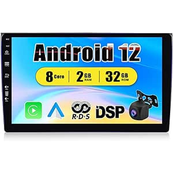 8 kodolu CAMECHO Android 12 automašīnas radio priekš Opel Astra H/Zafira B/Corse CD ar Carplay Android Car, 2G + 32G 9 collu ekrāna automašīnas radio 2 DIN ar navigācijas DSP Mirrorlink RDS Bluetooth + atpakaļgaitas režīmu